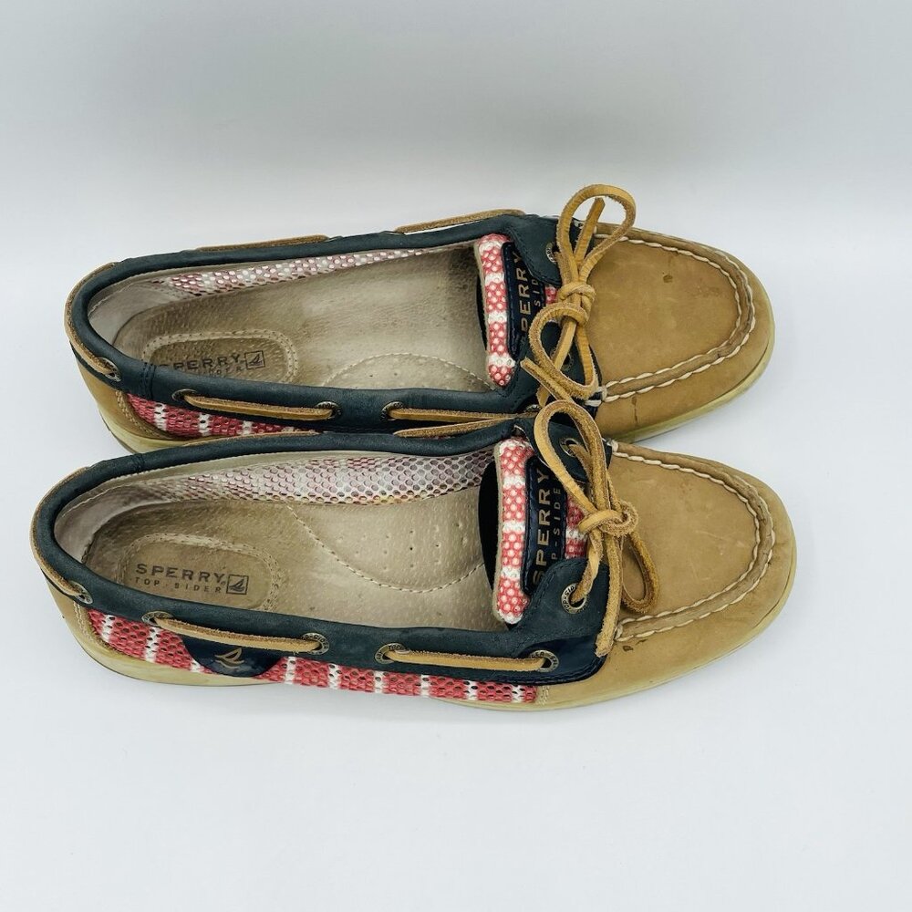 Sperry Top Sider Shoes Womens Size 7.5 M Tan Brown Leather Boat Shoe Slip On - Picture 3 of 11